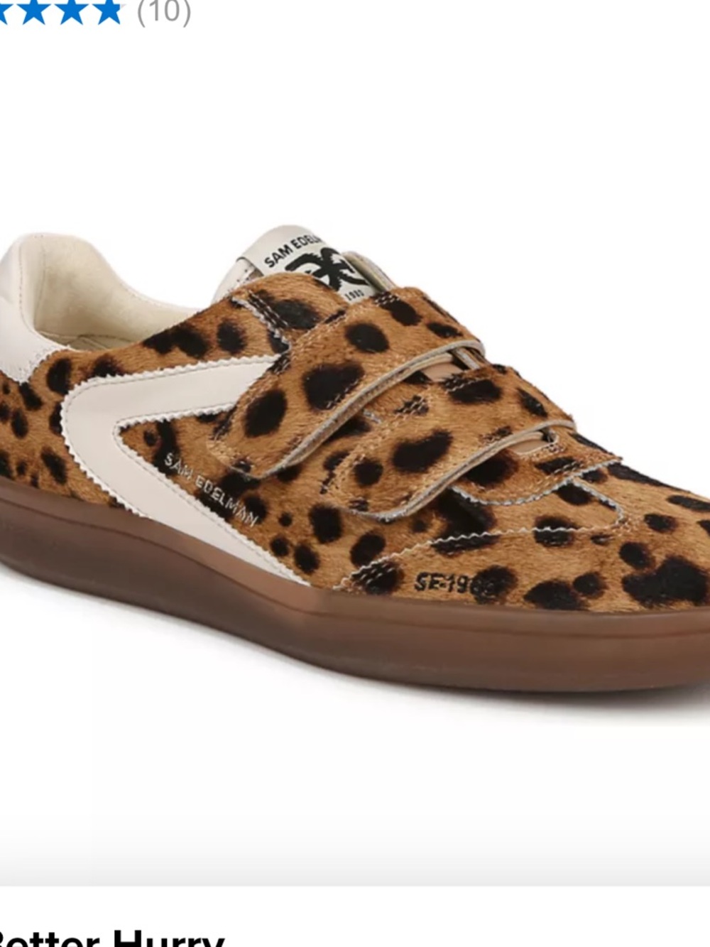 Sam Edelman Talia Leopard Print Haircalf Sneakers - White Heel Tab
